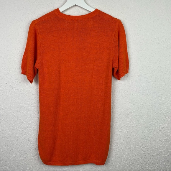 MELROSE SILK STUDIO Silk Sunflower Short Sleeve Tunic Sweater Top Size Small - Picture 4 of 7